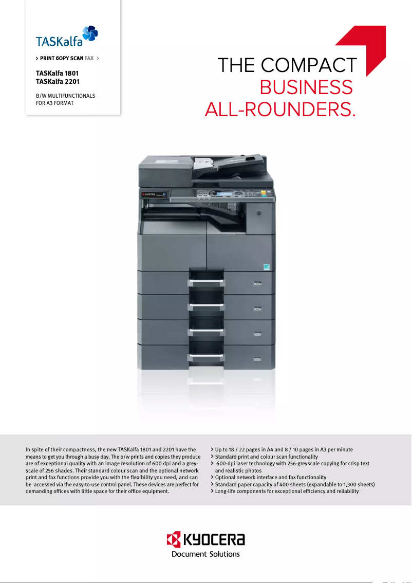 Image de la première page du manuel de l'appareil TASKalfa 1801