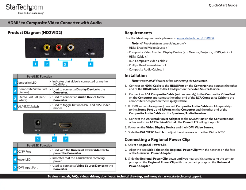 Page 1 de la notice Manuel utilisateur StarTech.com HD2VID2