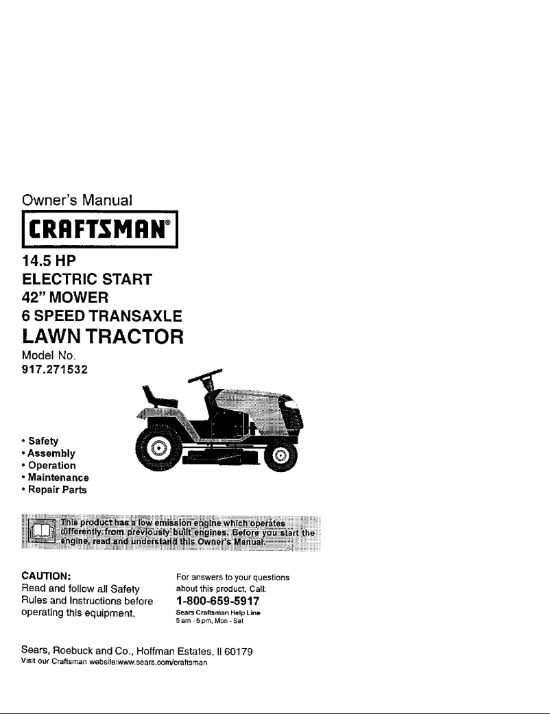 Page 1 de la notice Manuel utilisateur Craftsman 917.271532