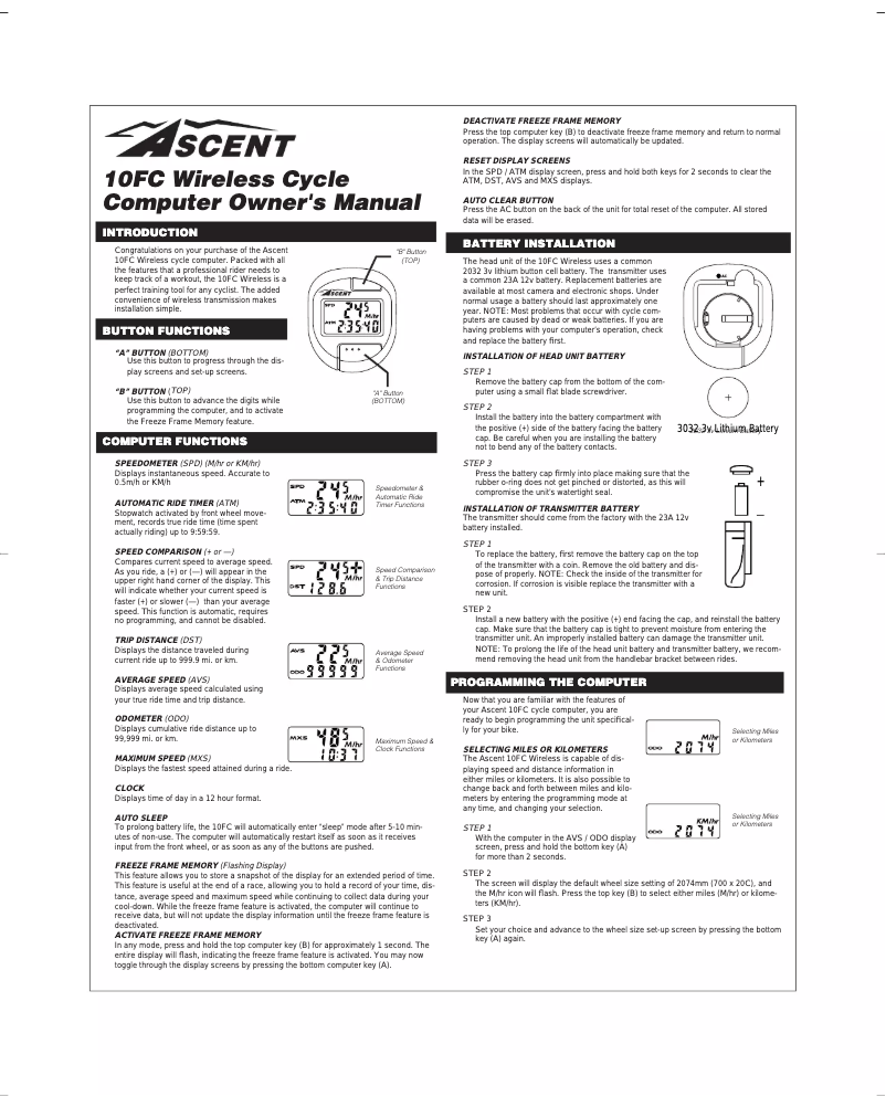 Image de la première page du manuel de l'appareil 10FC