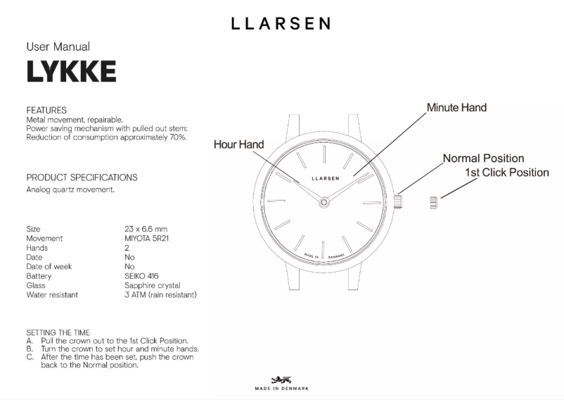 Page 1 de la notice Manuel utilisateur Lars Larsen LYKKE 145RWR3