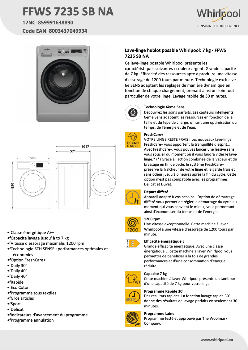 Imagen de la primera página del manual del dispositivo FFWS 7235 SB