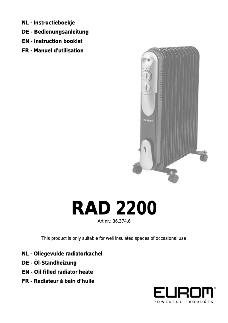 Page n°1 - Manuel utilisateur Eurom Rad 2200