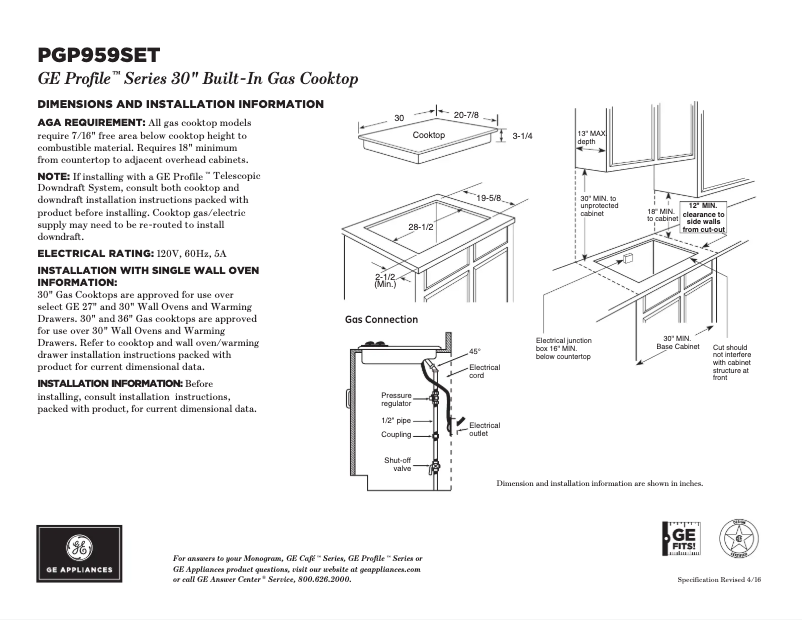 Página 1 del manual Ficha técnica GE Profile PGP959SETSS