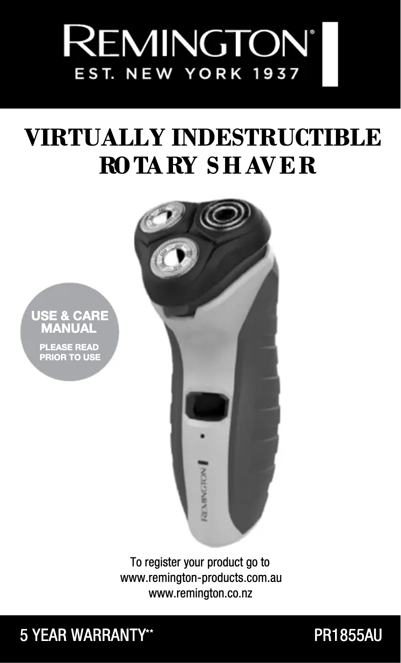 Image de la première page du manuel de l'appareil Virtually Indestructible PR1855AU