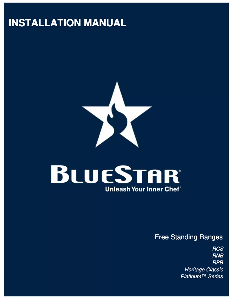 Page n°1 - Guide d'installation BlueStar RNB486CBV2