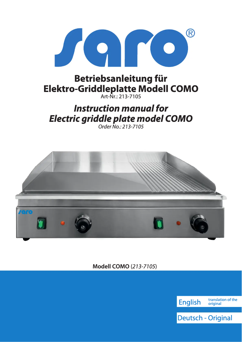Página 1 del manual Manual de usuario Saro COMO 213-7105