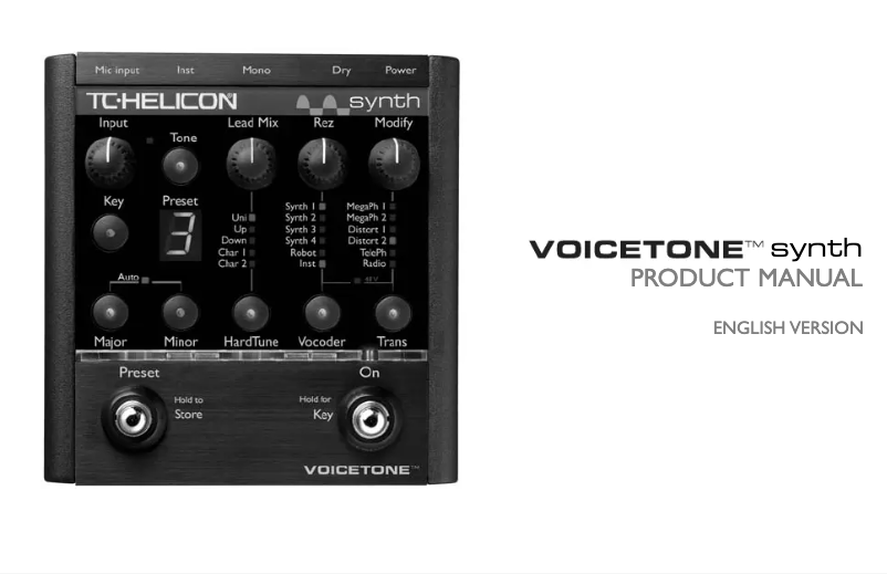 Image de la première page du manuel de l'appareil VoiceTone Synth