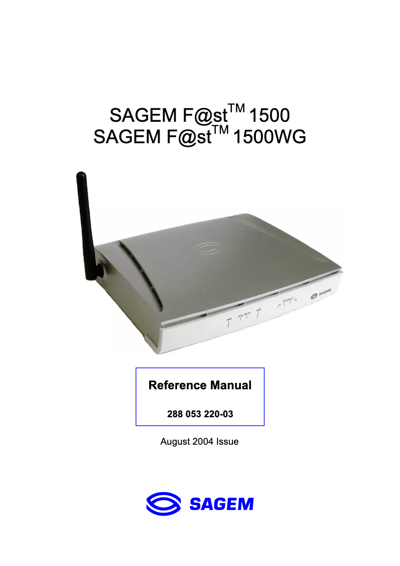 Page n°1 - Manuel utilisateur Sagem Fast 1500