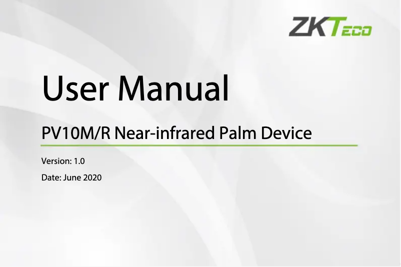 Page 1 de la notice Manuel utilisateur ZKTeco PV10R