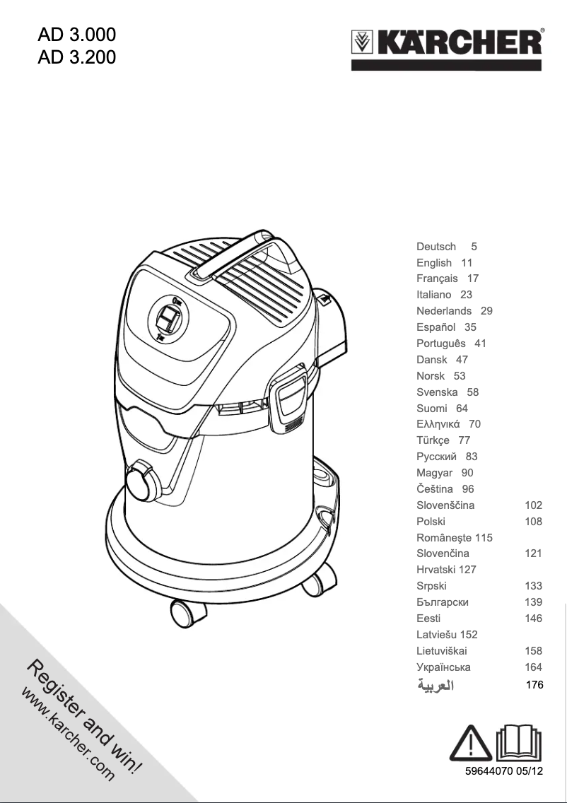 Page 1 de la notice Manuel utilisateur Kärcher AD 3.000