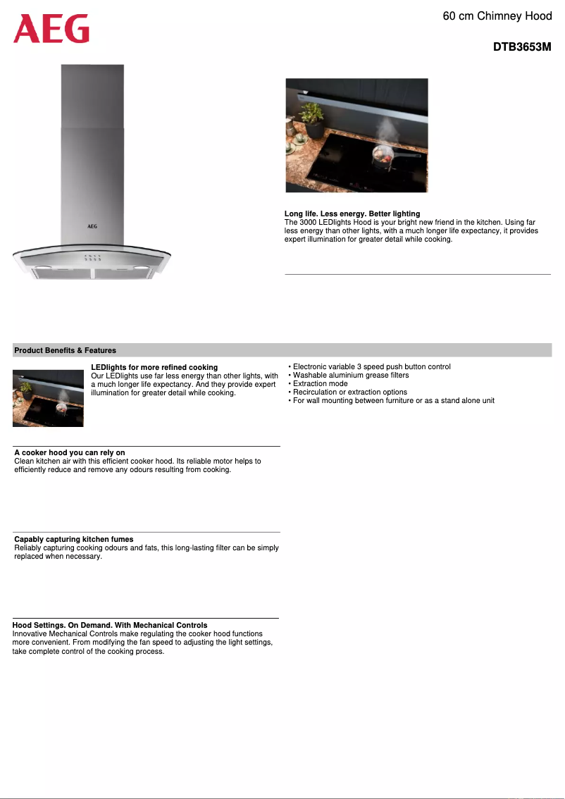 Page 1 de la notice Fiche technique AEG DTB3653M