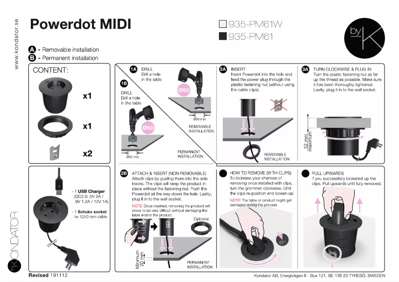 Page n°1 - Manuel utilisateur Kondator 935-PM61W