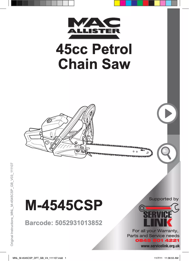 Página 1 del manual Manual de usuario MacAllister M-4545CSP