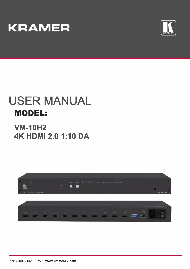 Page n°1 - Manuel utilisateur Kramer VM-10H2