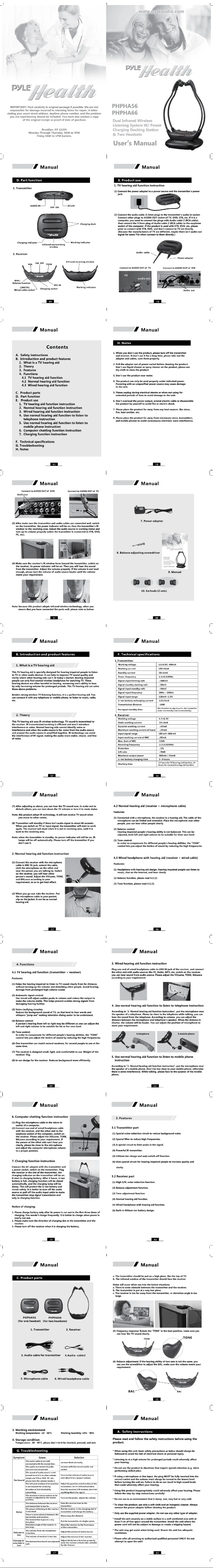 Page n°1 - Manuel utilisateur Pyle PHPHA66