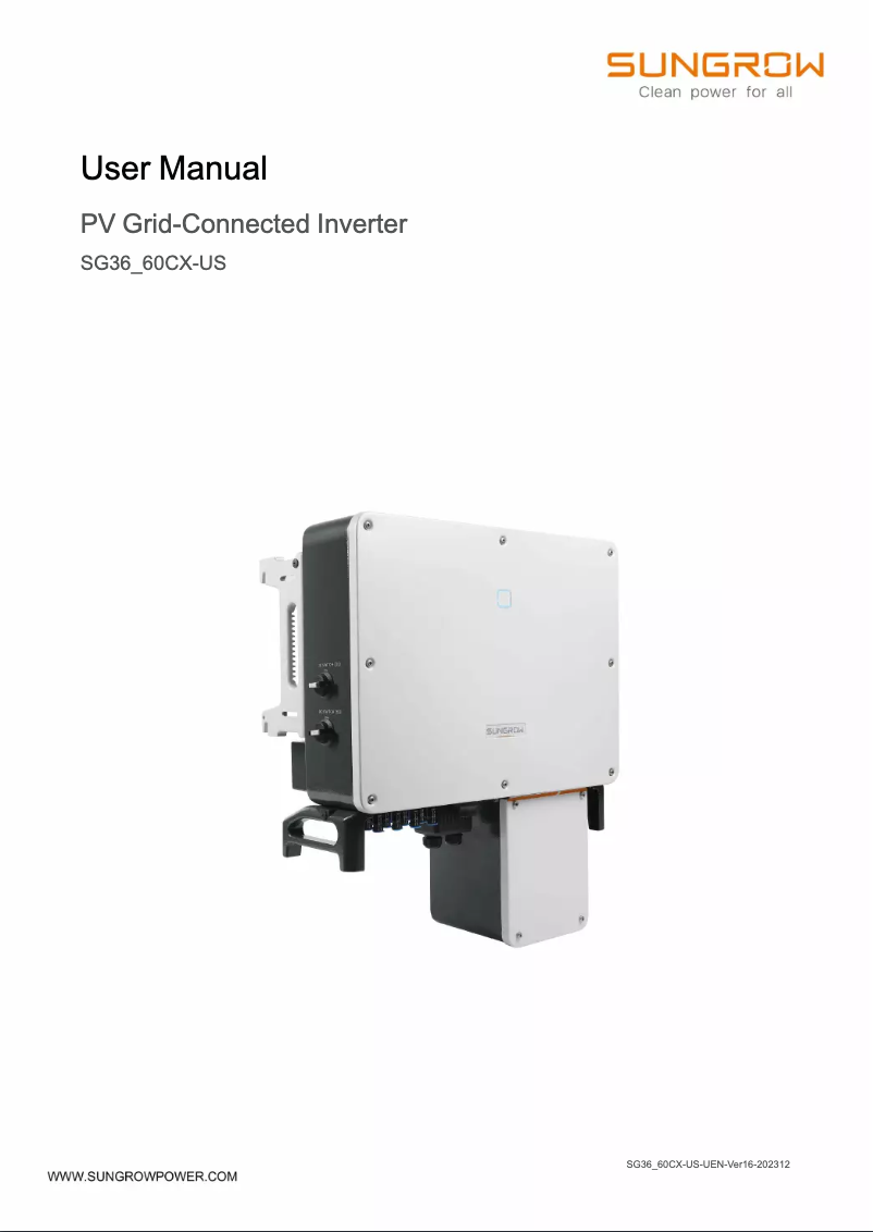 Image de la première page du manuel de l'appareil SG36CX-US