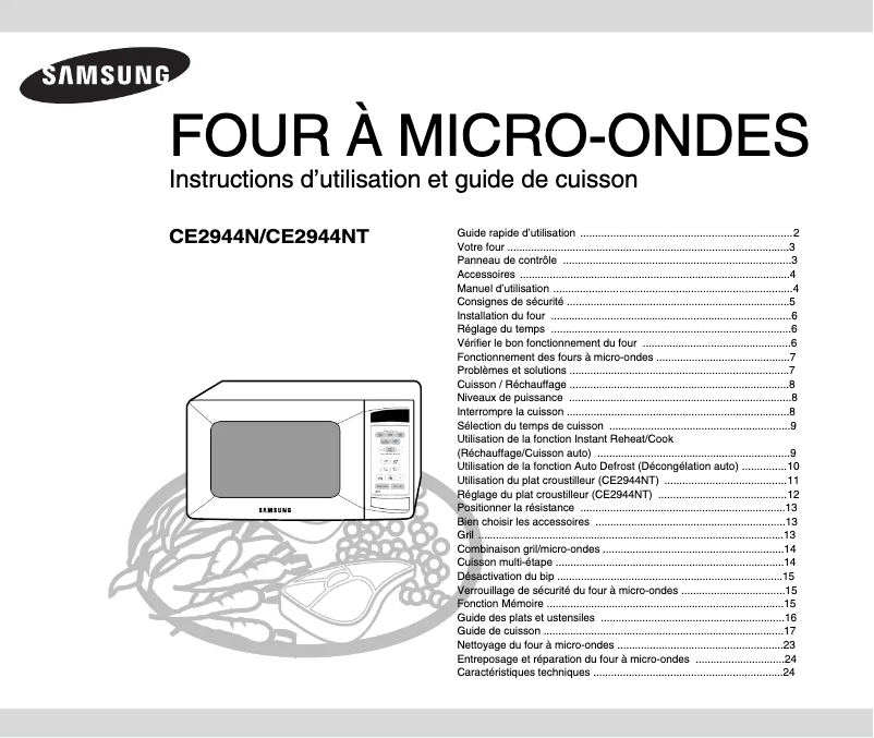 Page n°1 - Manuel utilisateur Samsung CE2944N