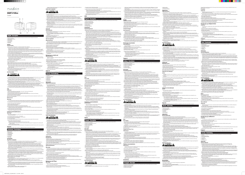 Page n°1 - Manuel utilisateur Nedis KABT210EAL