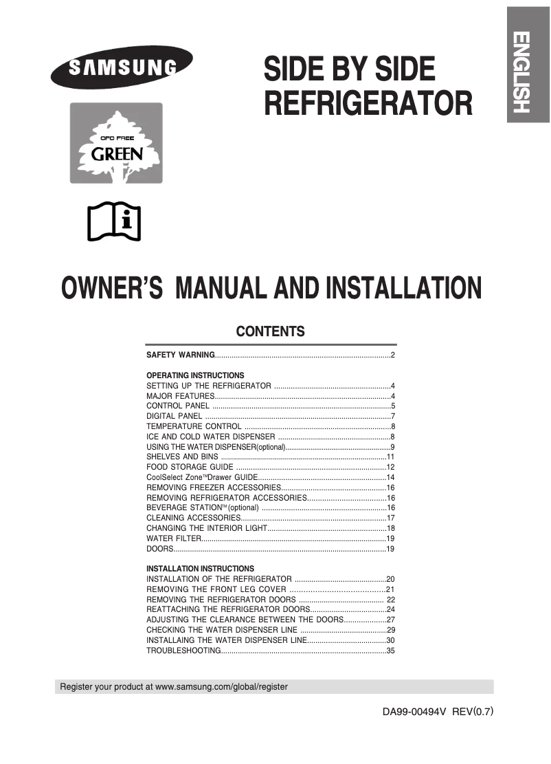 Page n°1 - Manuel utilisateur Samsung RS21DPSM