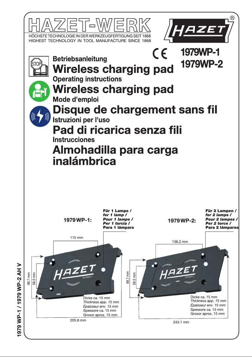 Page 1 de la notice Manuel utilisateur Hazet 1979WP-1
