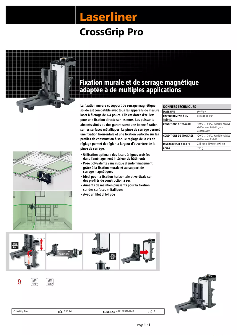 Image de la première page du manuel de l'appareil CrossGrip Pro