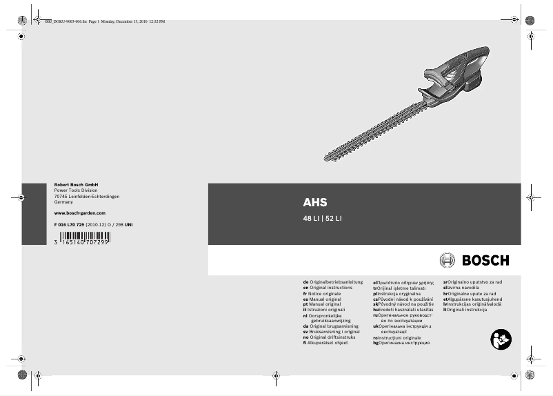 Page 1 de la notice Manuel utilisateur Bosch AHS 48 Li
