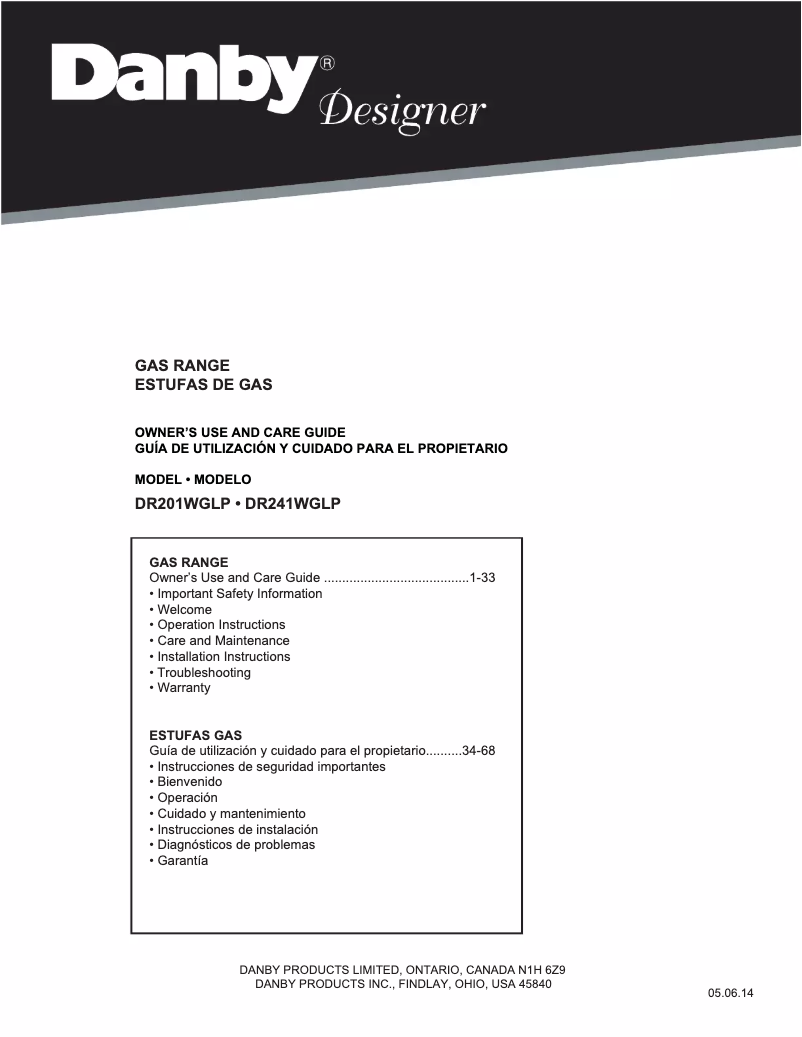 Page n°1 - Manuel utilisateur Danby DR241WGLP