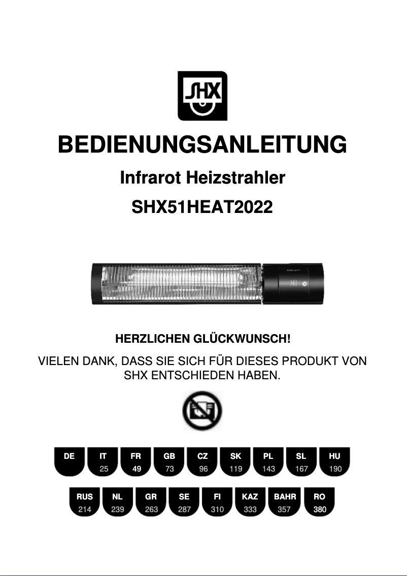 Page 1 de la notice Manuel utilisateur SHX SHX51HEAT2022