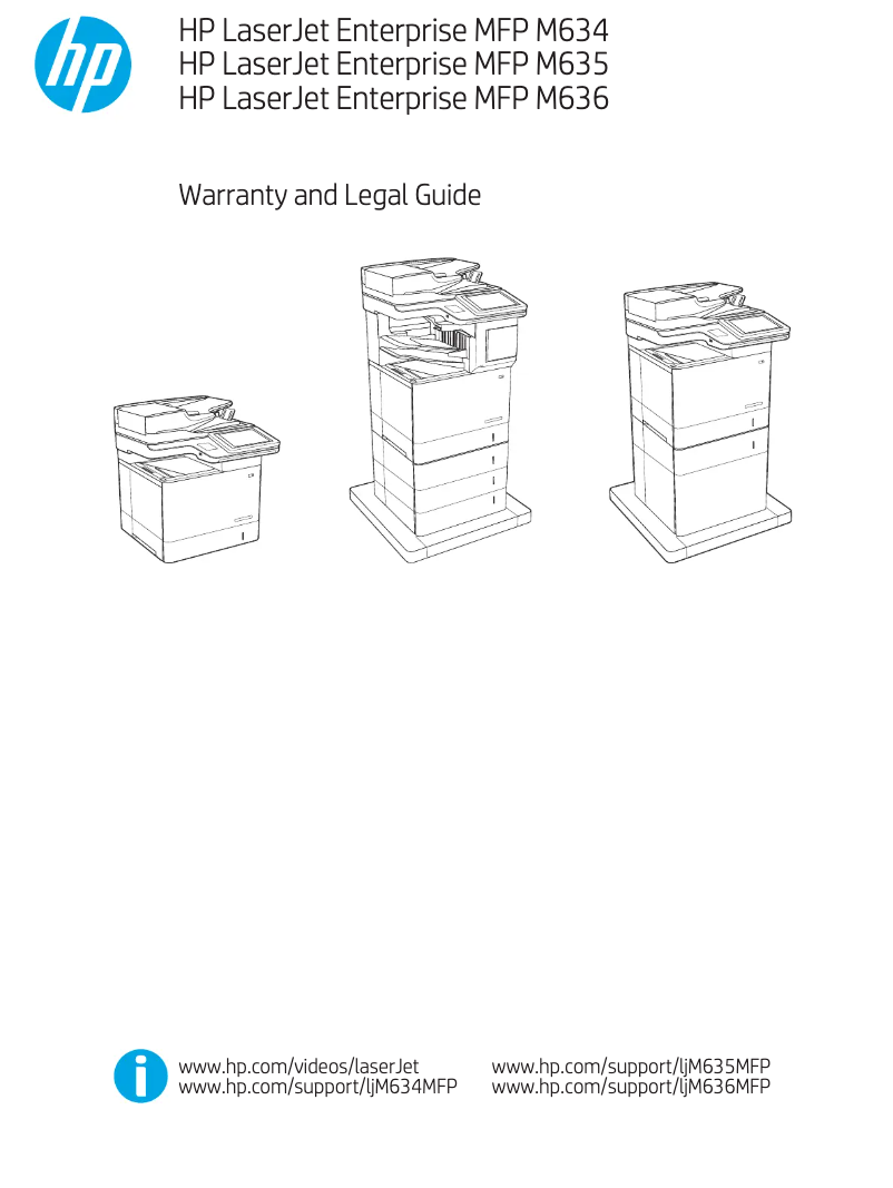 Page 1 de la notice Informations de garantie HP LaserJet Enterprise MFP M635