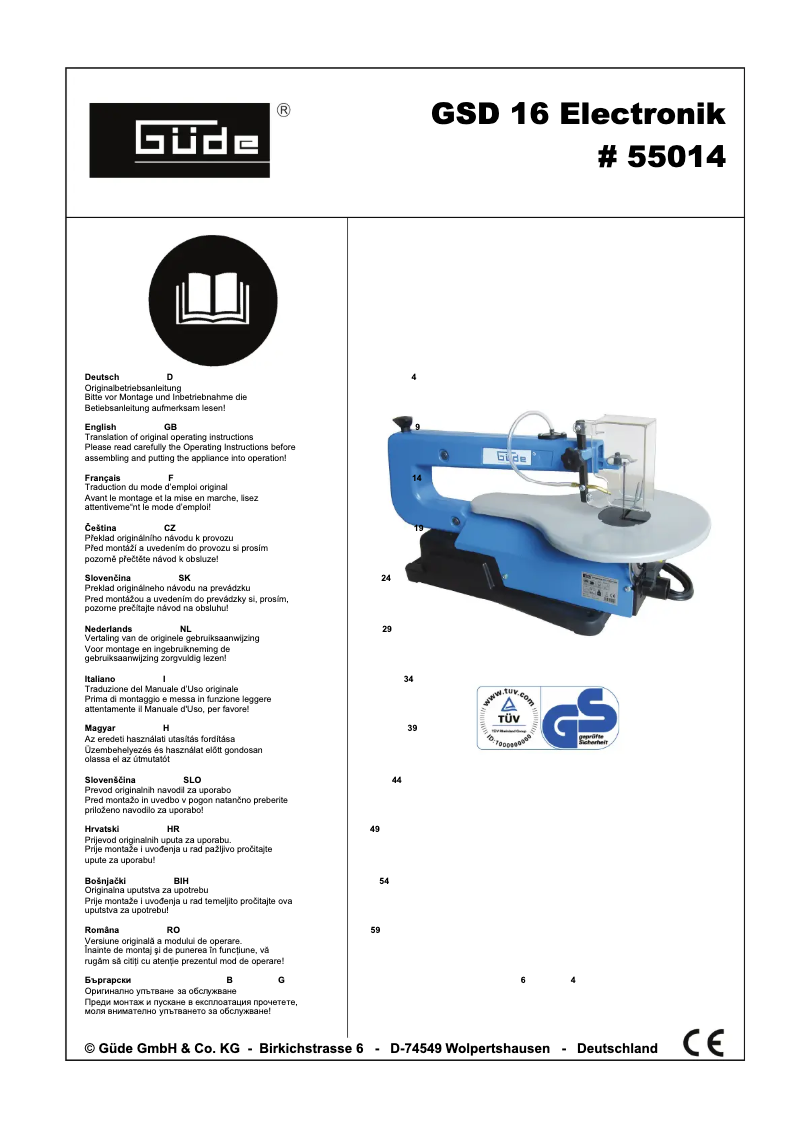 Page n°1 - Manuel utilisateur Güde GDS16
