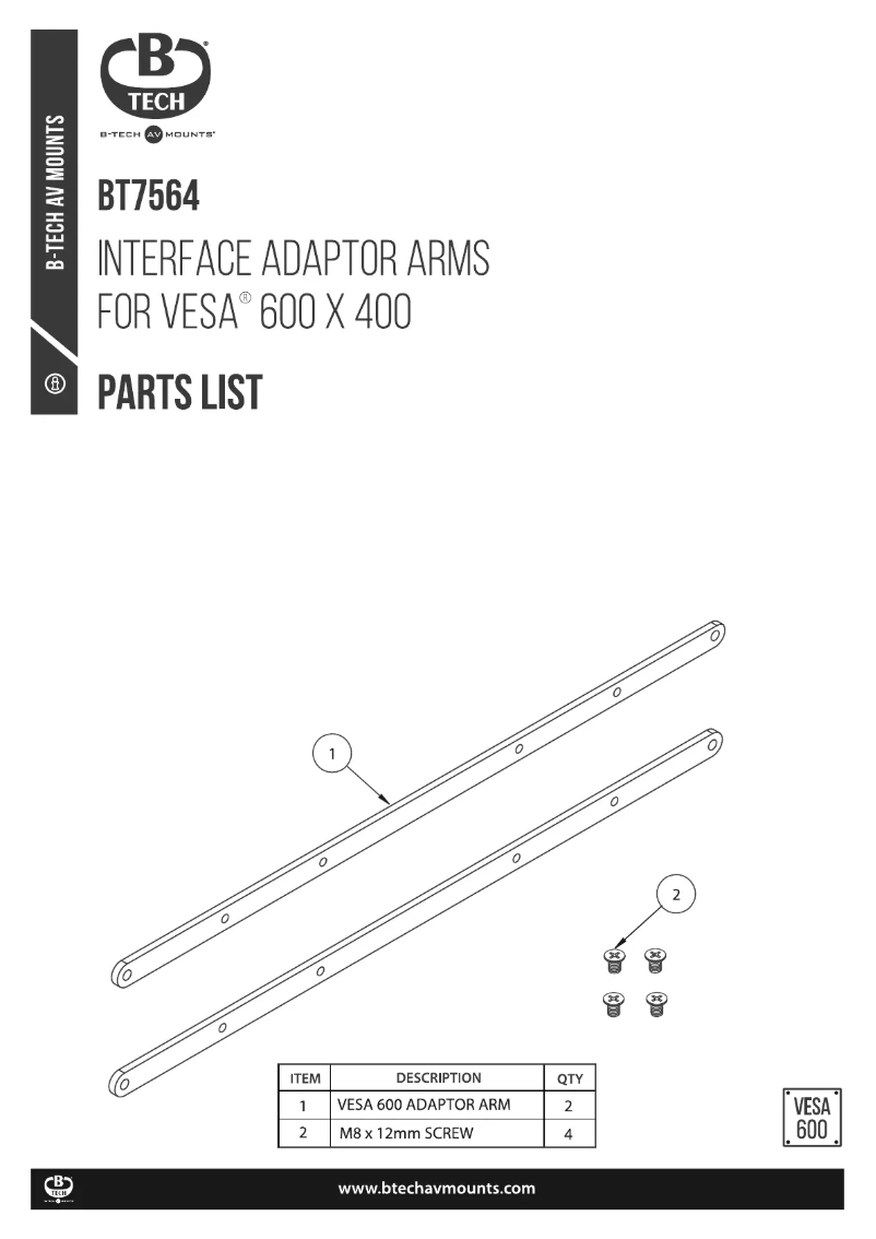 Page n°1 - Manuel utilisateur B-Tech BT7564