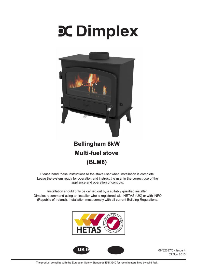Page n°1 - Manuel utilisateur Dimplex BLM8