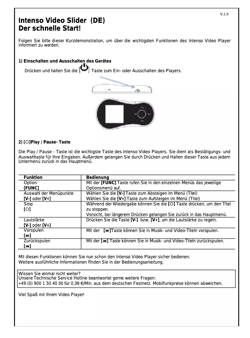 Page 1 de la notice Manuel utilisateur Intenso Video Slider