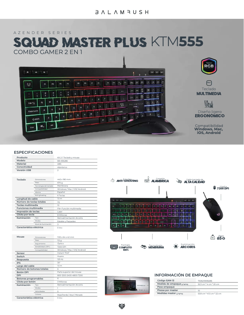 Page 1 de la notice Manuel utilisateur Balam Rush Squad Master Plus KTM555