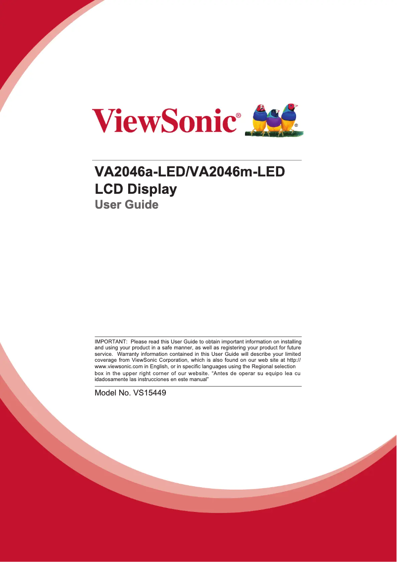 Page 1 de la notice Manuel utilisateur Viewsonic VA2046a