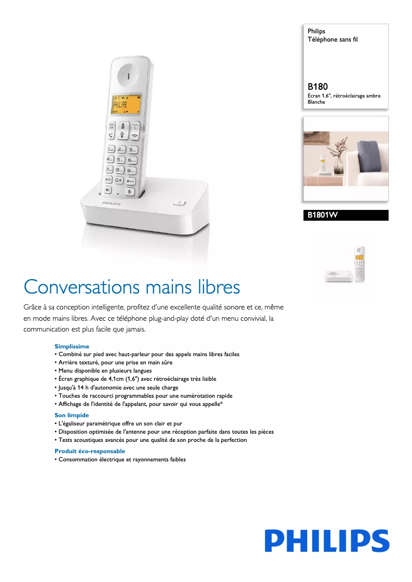 Imagen de la primera página del manual del dispositivo B1801W