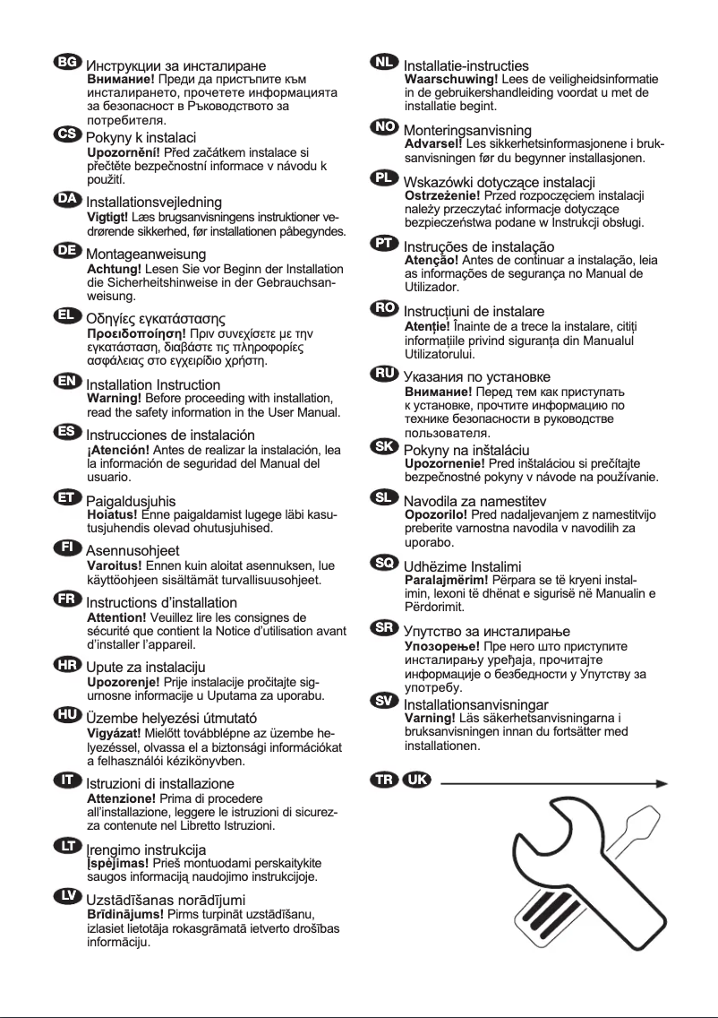 Page 1 de la notice Guide d'installation Electrolux ETB1AF14S
