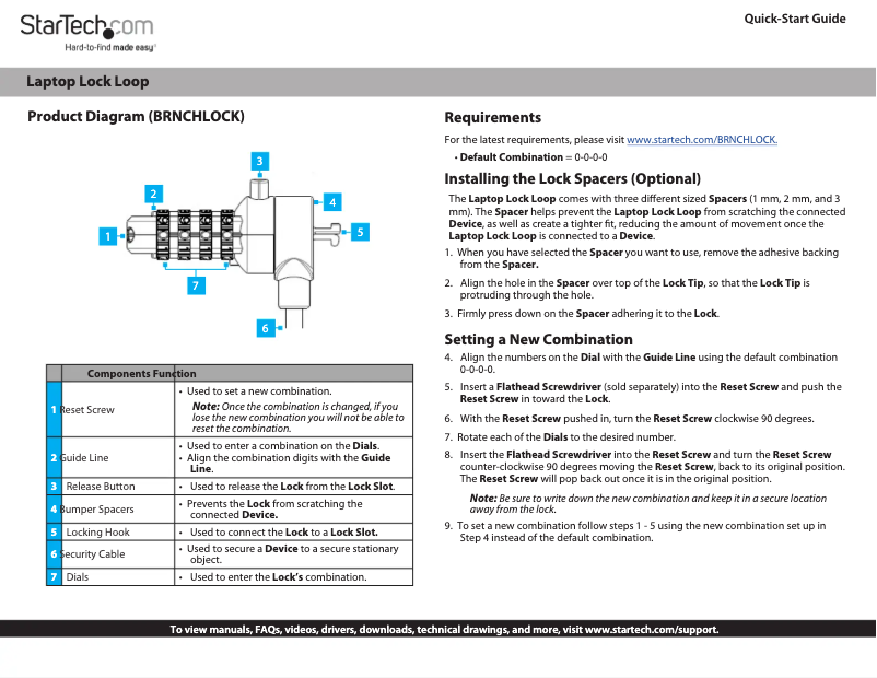 Page 1 de la notice Manuel utilisateur StarTech.com BRNCHLOCK