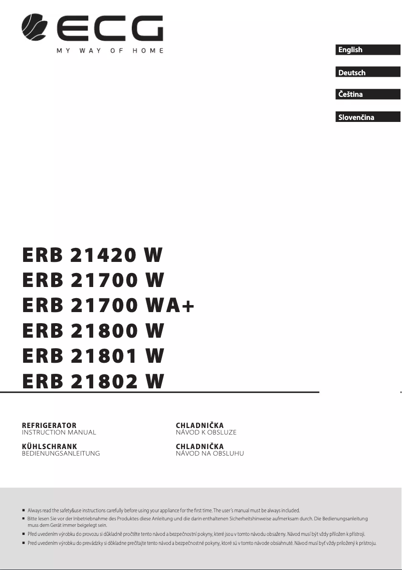 Image de la première page du manuel de l'appareil ERB 21802 W
