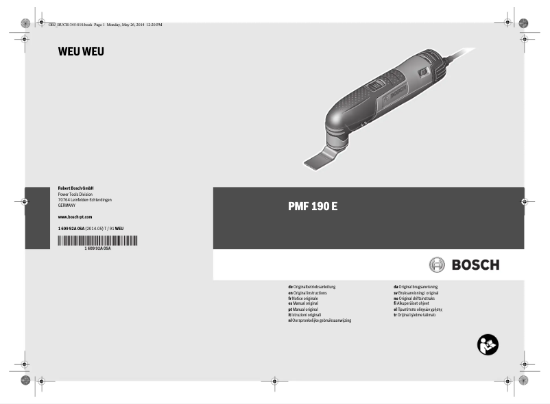 Page 1 de la notice Manuel utilisateur Bosch PMF 190 E
