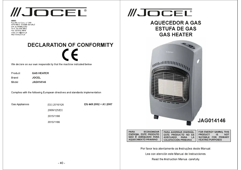 Page n°1 - Manuel utilisateur Jocel JAG014146