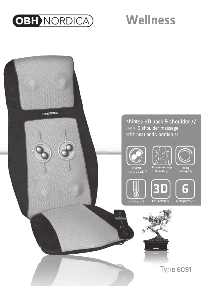 Page 1 de la notice Manuel utilisateur OBH Nordica Shiatsu 3D Back & Shoulder