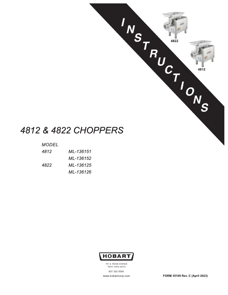 Page n°1 - Manuel utilisateur Hobart 4822