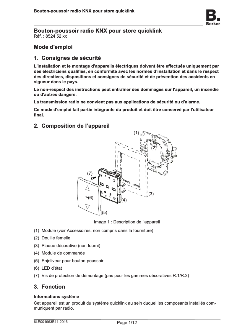Page 1 de la notice Guide d'installation Hager 85245229