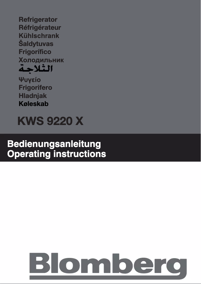 Page n°1 - Manuel utilisateur Blomberg KWS 9220 X