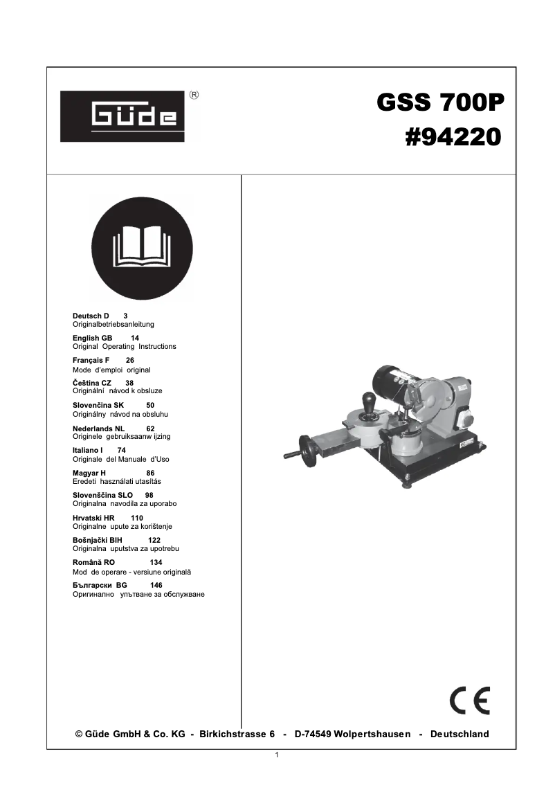 Page 1 de la notice Manuel utilisateur Güde GSS 700 P
