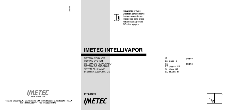Imagen de la primera página del manual del dispositivo Intellivapor Prestige