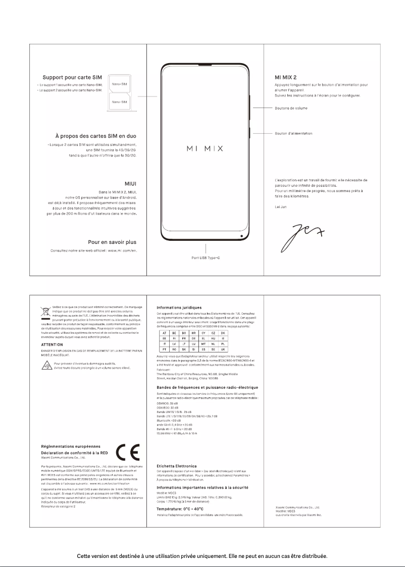 Página 1 del manual Manual de usuario Xiaomi Mi Mix 2
