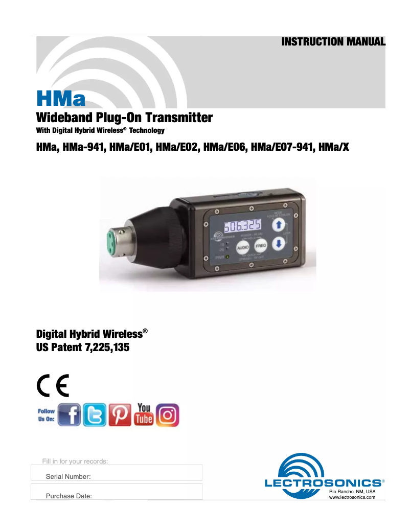 Page n°1 - Manuel utilisateur Lectrosonics HHa